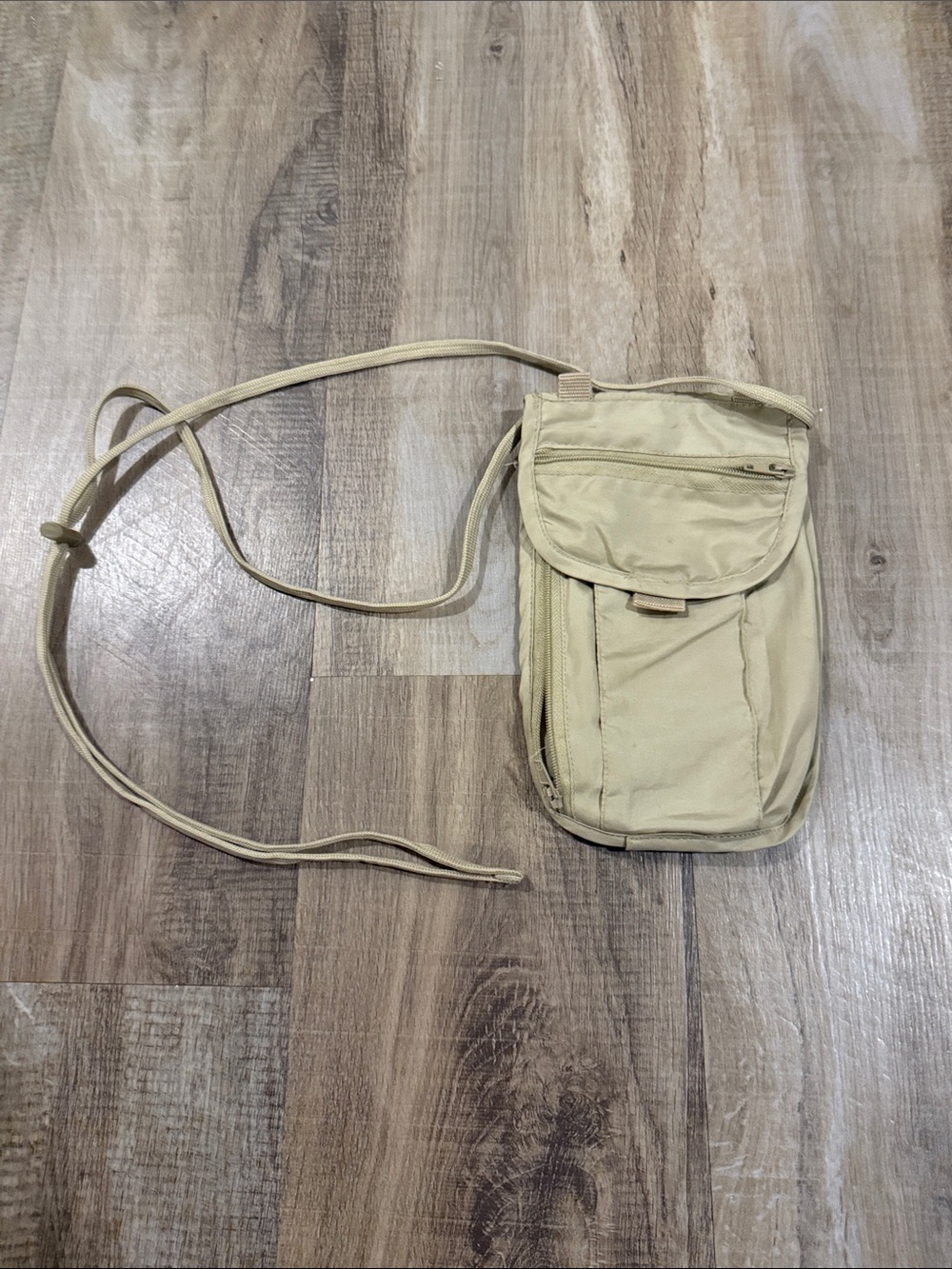 Compact Beige Crossbody Travel Bag for Men